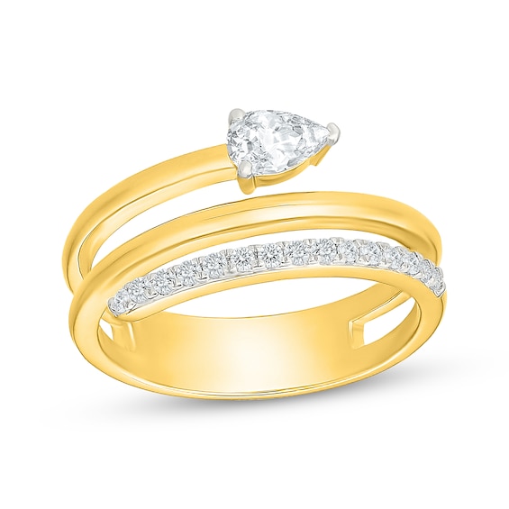 KAY Lab-Grown Diamonds Pear-Shaped Bypass-Look Ring 3/8 ct tw 10K Yellow Gold