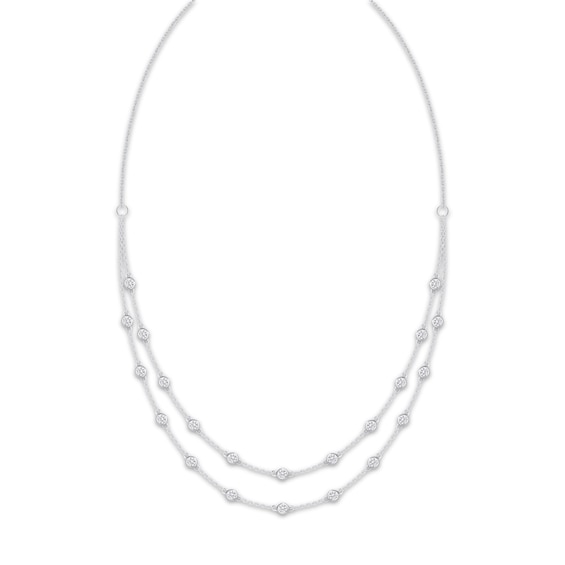 KAY Lab-Grown Diamonds Double Layer Station Necklace 2 ct tw Sterling Silver 18"