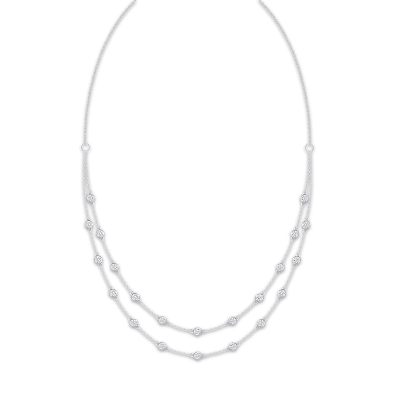 Main Image 1 of KAY Lab-Grown Diamonds Double Layer Station Necklace 2 ct tw Sterling Silver 18"