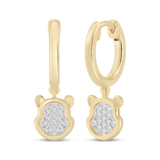 Disney Treasures Winnie the Pooh Lab-Grown Diamond Hoop Drop Earrings 1/6 ct tw 24K Yellow Gold Vermeil Sterling Silver
