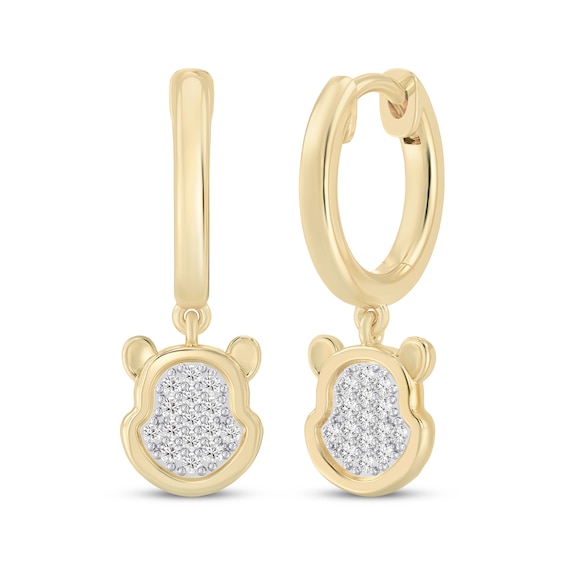 Disney Treasures Winnie the Pooh Lab-Grown Diamond Hoop Drop Earrings 1/6 ct tw 24K Yellow Gold Vermeil Sterling Silver