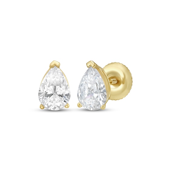 KAY Lab-Grown Diamonds Certified Pear-Shaped Solitaire Stud Earrings 1 ct tw 14K Yellow Gold (F/VS2)