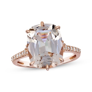 Le Vian Antique Cushion-Cut Natural Nude Quartz Ring 1/6 ct tw Diamonds 14K Strawberry Gold