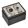 Men’s & Ladies’ Silver Tone Watch Boxed Set with Diamond Accent Black Dial