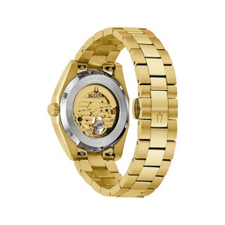Bulova Orologio Automatico Uomo 97A182 – Cinturino Acciaio Dorato, Cassa 39mm, Lancette Luminose, 3 Bar