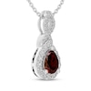 Thumbnail Image 2 of Pear-Shaped Garnet & White Lab-Created Sapphire Drop Necklace Sterling Silver 18"