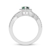 Thumbnail Image 3 of Pear-Shaped Lab-Created Emerald & White Lab-Created Sapphire Halo Ring Sterling Silver