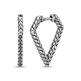 Men's Patterned Quadrilateral Hoop Earrings Stainless Steel