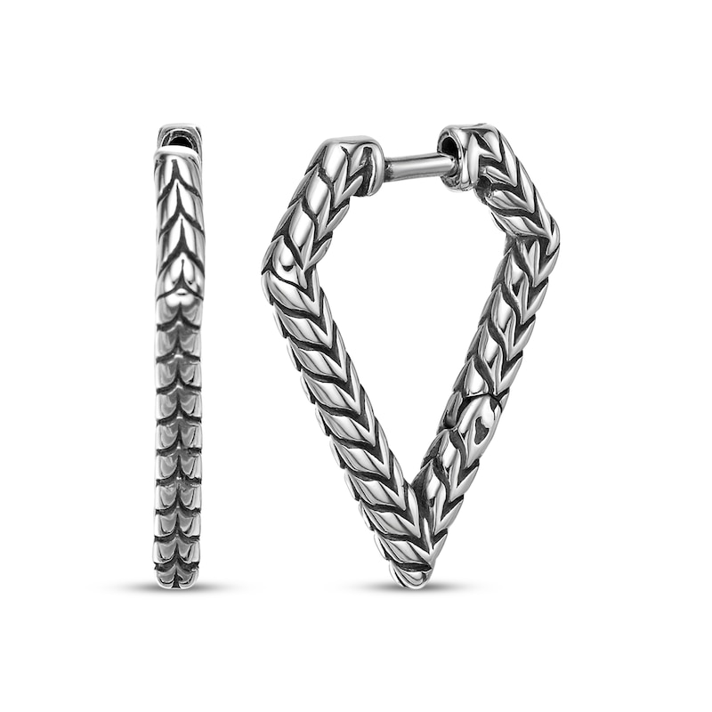 Main Image 1 of Men's Patterned Quadrilateral Hoop Earrings Stainless Steel