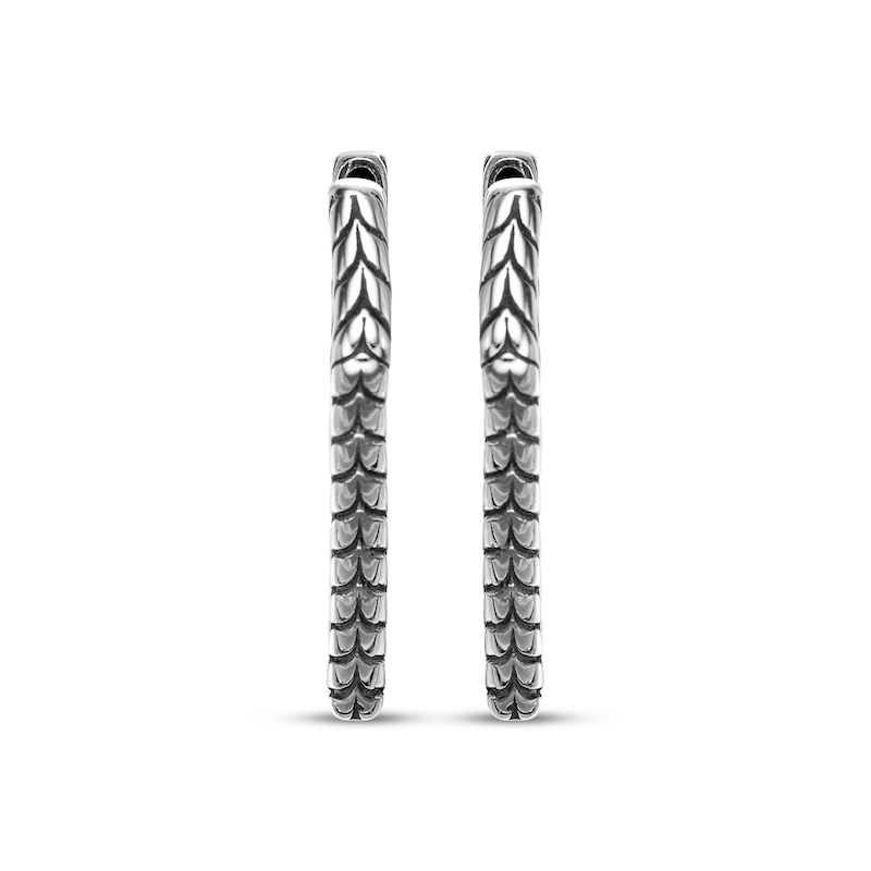 Main Image 2 of Men's Patterned Quadrilateral Hoop Earrings Stainless Steel