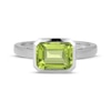 Thumbnail Image 3 of STUDIO BY KAY Emerald-Cut Peridot Bezel-Set Solitaire Ring Sterling Silver