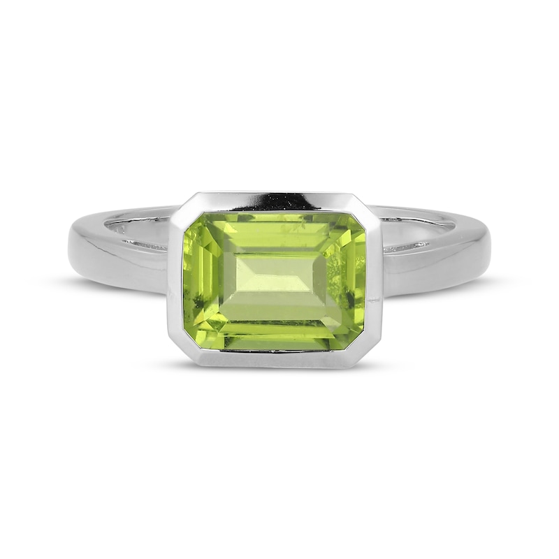 Main Image 3 of STUDIO BY KAY Emerald-Cut Peridot Bezel-Set Solitaire Ring Sterling Silver