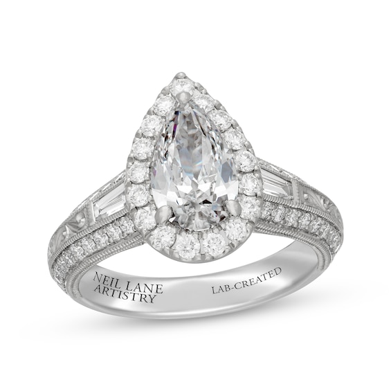 Neil Lane Artistry Heritage Pear-Shaped Lab-Grown Diamond Engagement Ring 2-1/2 ct tw Platinum