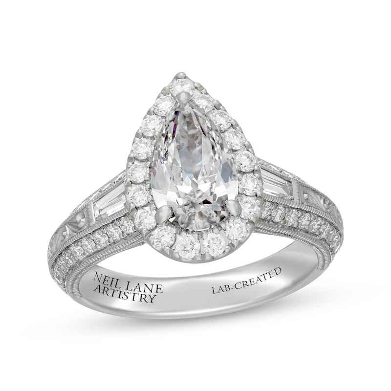 Main Image 1 of Neil Lane Artistry Heritage Pear-Shaped Lab-Grown Diamond Engagement Ring 2-1/2 ct tw Platinum