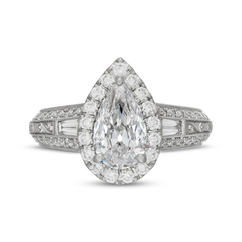 Main Image 3 of Neil Lane Artistry Heritage Pear-Shaped Lab-Grown Diamond Engagement Ring 2-1/2 ct tw Platinum