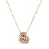 Thumbnail Image 3 of Lab-Created Ruby Tilted Heart Necklace 10K Yellow Gold 18"