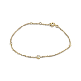 STUDIO BY KAY White Lab-Created Sapphire Bezel-Set Bracelet 24K Yellow Gold Vermeil Sterling Silver 7.5"
