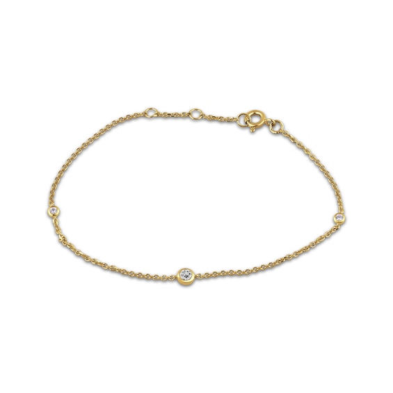 STUDIO BY KAY White Lab-Created Sapphire Bezel-Set Bracelet 24K Yellow Gold Vermeil Sterling Silver 7.5"