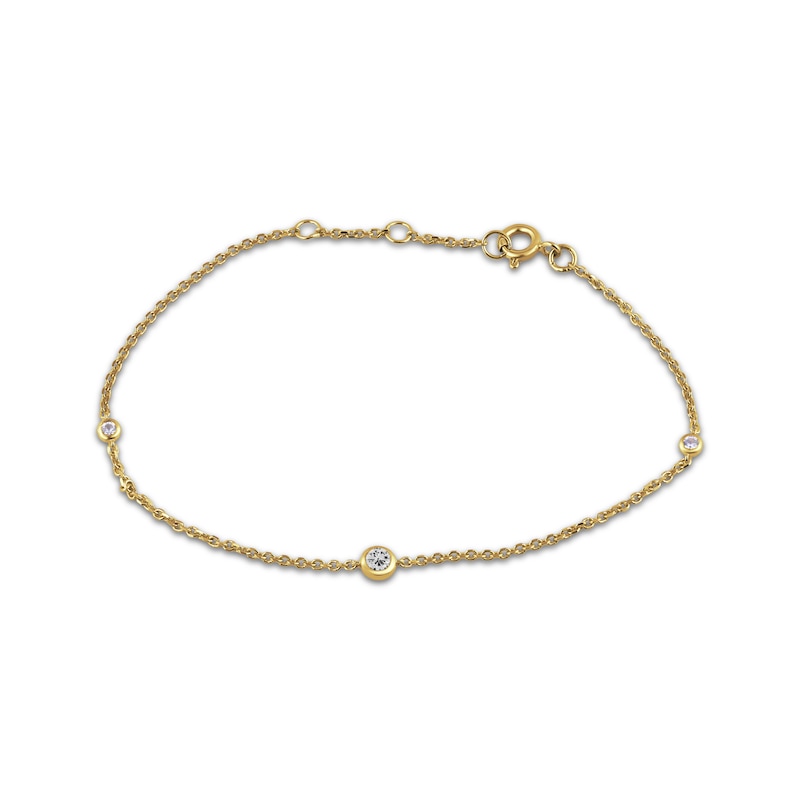 Main Image 1 of STUDIO BY KAY White Lab-Created Sapphire Bezel-Set Bracelet 24K Yellow Gold Vermeil Sterling Silver 7.5"