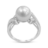 Thumbnail Image 2 of Cultured Pearl & White Lab-Created Sapphire Crossover Shank Ring Sterling Silver