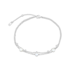 Thumbnail Image 1 of Cultured Pearl & White Lab-Created Sapphire Double-Strand Anklet Sterling Silver 11"
