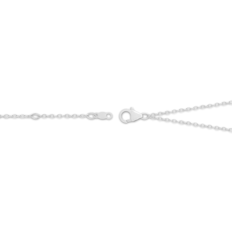 Main Image 2 of Cultured Pearl & White Lab-Created Sapphire Double-Strand Anklet Sterling Silver 11"