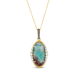 Le Vian Oval-Cut Aquaprase Necklace 3/8 ct tw Diamonds 14K Honey Gold