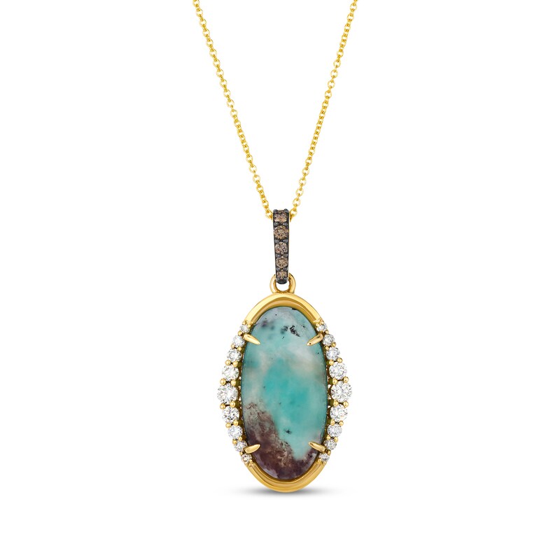 Main Image 1 of Le Vian Oval-Cut Aquaprase Necklace 3/8 ct tw Diamonds 14K Honey Gold