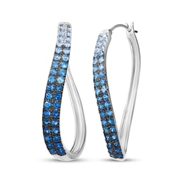 Le Vian Denim Ombré Sapphire Curved Hoop Earrings 14K Vanilla Gold