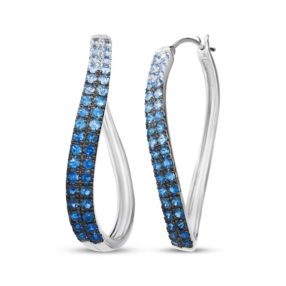Le Vian Denim Ombré Sapphire Curved Hoop Earrings 14K Vanilla Gold
