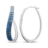 Thumbnail Image 3 of Le Vian Denim Ombré Sapphire Curved Hoop Earrings 14K Vanilla Gold