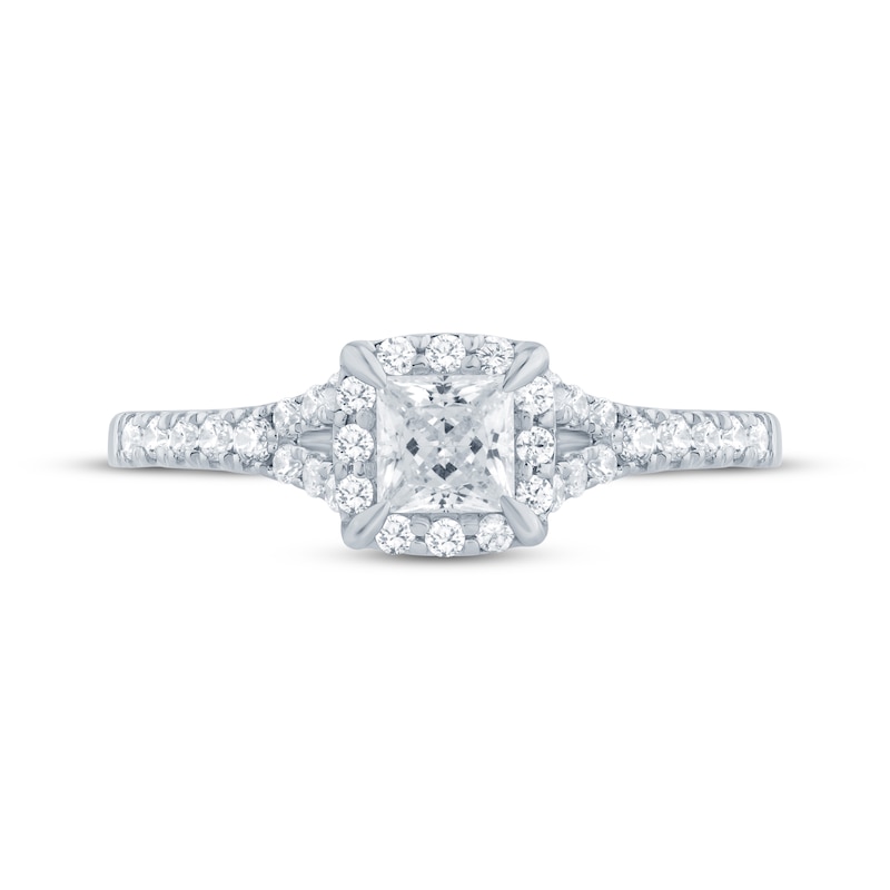 Main Image 3 of Now + Forever Lab-Grown Diamonds Princess-Cut Halo Engagement Ring 3/4 ct tw 14K White Gold