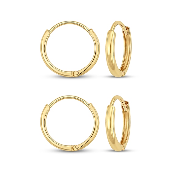 Children's Hoop Earrings Gift Set 14K Yellow Gold