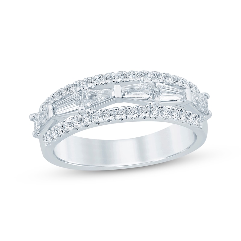 Main Image 1 of KAY Bow Collection Baguette & Round-Cut Lab-Grown Diamond Anniversary Ring 1 ct tw 14K White Gold
