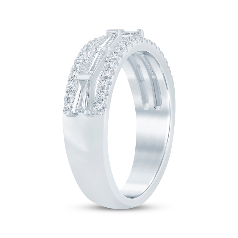 Main Image 2 of KAY Bow Collection Baguette & Round-Cut Lab-Grown Diamond Anniversary Ring 1 ct tw 14K White Gold
