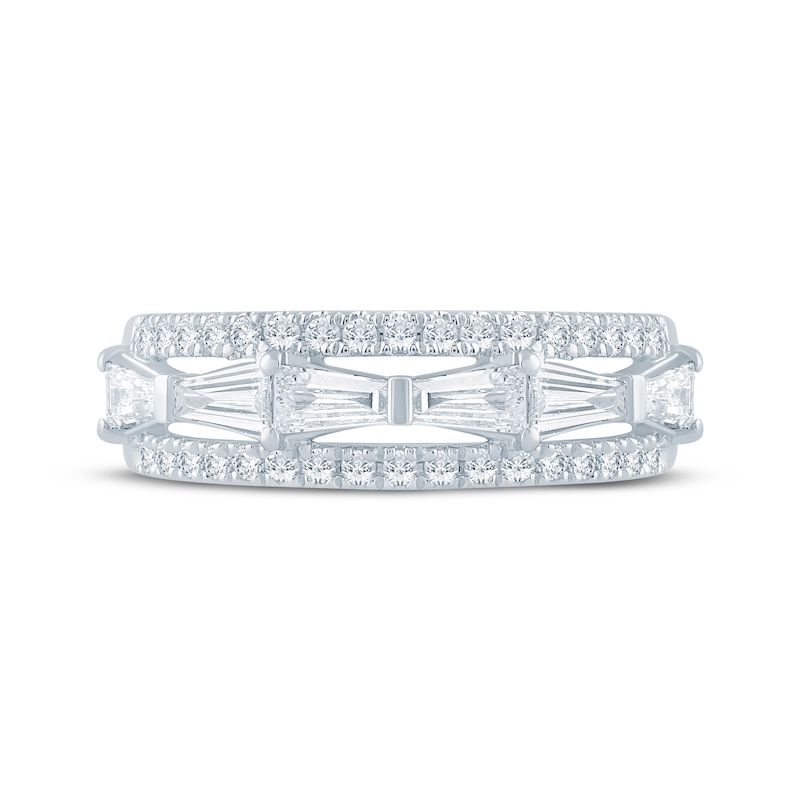 Main Image 3 of KAY Bow Collection Baguette & Round-Cut Lab-Grown Diamond Anniversary Ring 1 ct tw 14K White Gold