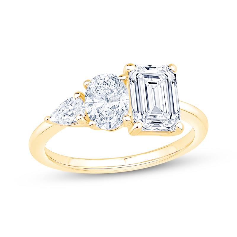 Main Image 1 of Now + Forever Emerald-Cut, Oval-Cut & Pear-Shaped Lab-Grown Diamond Engagement Ring 2-1/6 ct tw 14K Yellow Gold