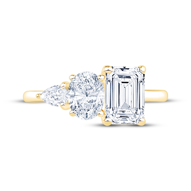 Main Image 3 of Now + Forever Emerald-Cut, Oval-Cut & Pear-Shaped Lab-Grown Diamond Engagement Ring 2-1/6 ct tw 14K Yellow Gold
