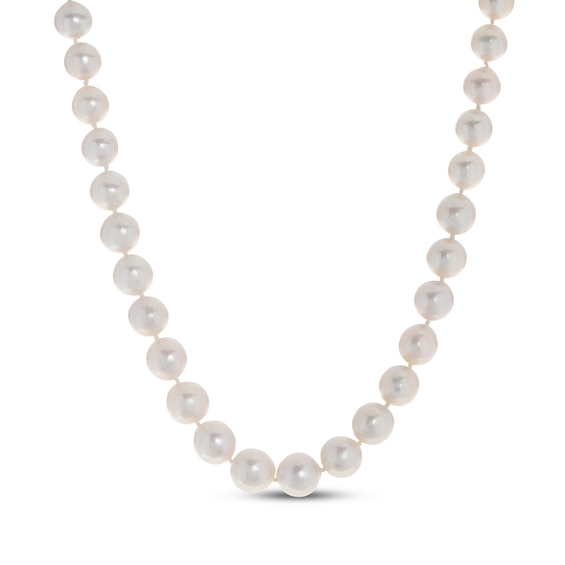 Cultured Pearl Strand Necklace 9-11mm 14K Yellow Gold 18"