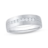 Thumbnail Image 1 of Men's Diamond Seven-Stone Brushed Anniversary Ring 1/4 ct tw 10K White Gold
