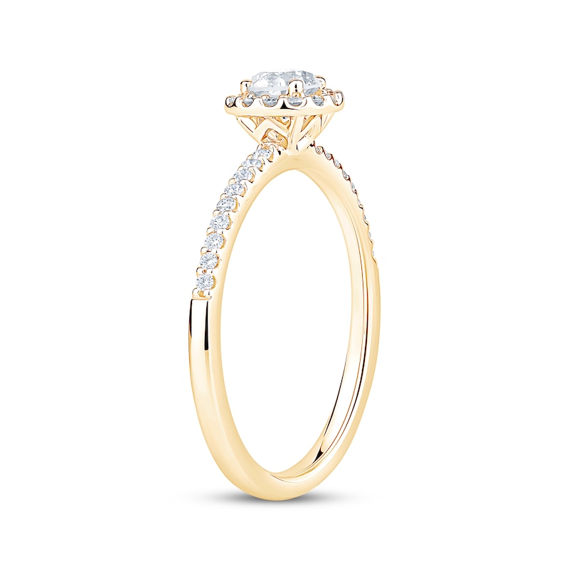 Main Image 2 of Now + Forever Round-Cut Diamond Halo Engagement Ring 1/2 ct tw 14K Yellow Gold