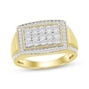 Thumbnail Image 1 of Men's Multi-Diamond Elongated Cushion Frame Ring 1/2 ct tw 18K Gold-Plated Sterling Silver