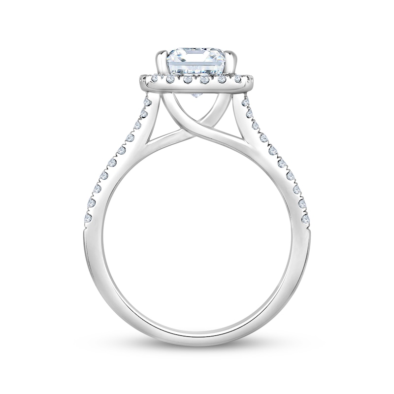 Main Image 2 of Now + Forever Lab-Grown Diamonds Radiant-Cut Halo Engagement Ring 3 ct tw 14K White Gold
