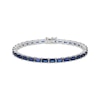 Thumbnail Image 1 of STUDIO BY KAY Emerald-Cut Blue Sapphire East-West Line Bracelet Sterling Silver 7.25"