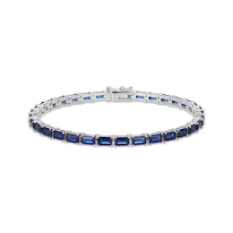 STUDIO BY KAY Emerald-Cut Blue Sapphire East-West Line Bracelet Sterling Silver 7.25"