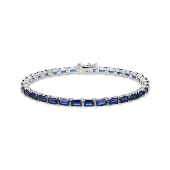 STUDIO BY KAY Emerald-Cut Blue Sapphire East-West Line Bracelet Sterling Silver 7.25"
