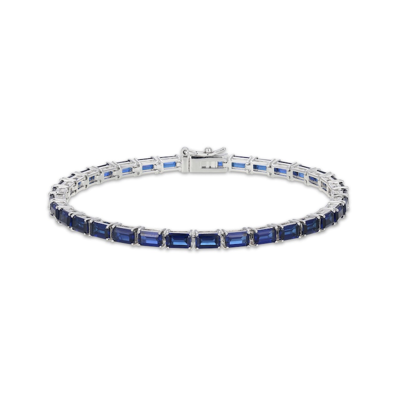 Main Image 1 of STUDIO BY KAY Emerald-Cut Blue Sapphire East-West Line Bracelet Sterling Silver 7.25"