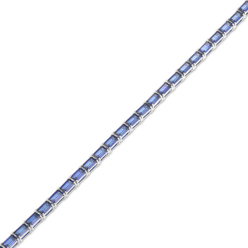 Main Image 2 of STUDIO BY KAY Emerald-Cut Blue Sapphire East-West Line Bracelet Sterling Silver 7.25"