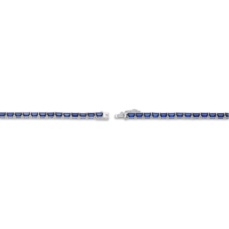 Main Image 3 of STUDIO BY KAY Emerald-Cut Blue Sapphire East-West Line Bracelet Sterling Silver 7.25"