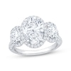 Thumbnail Image 1 of Memories Moments Magic Lab-Grown Diamond Oval-Cut Halo Three-Stone Engagement Ring 4-5/8 ct tw 14K White Gold